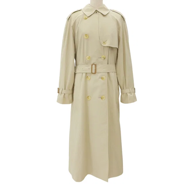 Chanel Nova Check-Lined Trench Coat Beige in Beige from VINTAGE QOO TOKYO