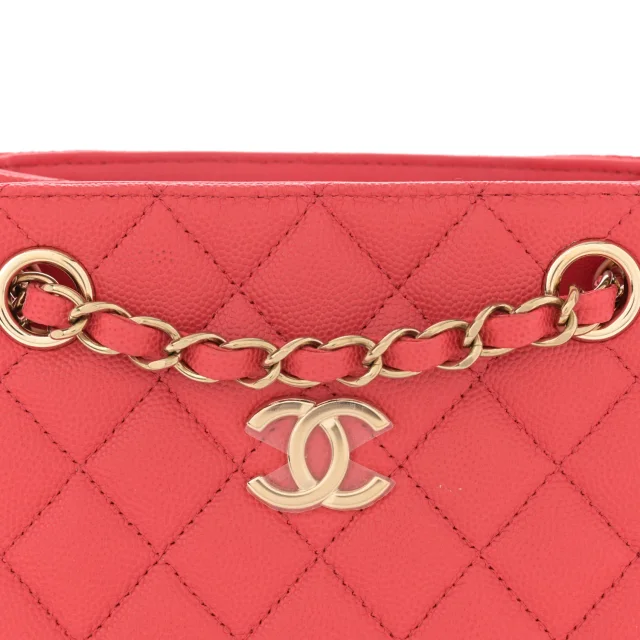 Chanel Caviar Quilted Mini Bucket Bag Dark Pink in Pink Caviar leather from FASHIONPHILE, photo 8 of 11
