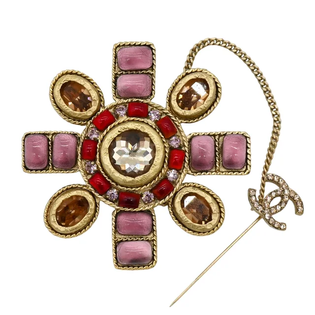 Chanel Gripoix Cross Brooch in Resin from Clotheshorse Anonymous