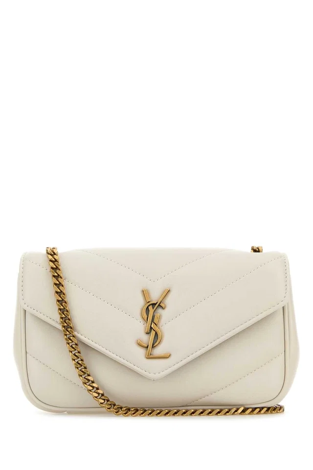 Saint Laurent Quilted Lambskin Crossbody Bag — White in White Lambskin from HEWI