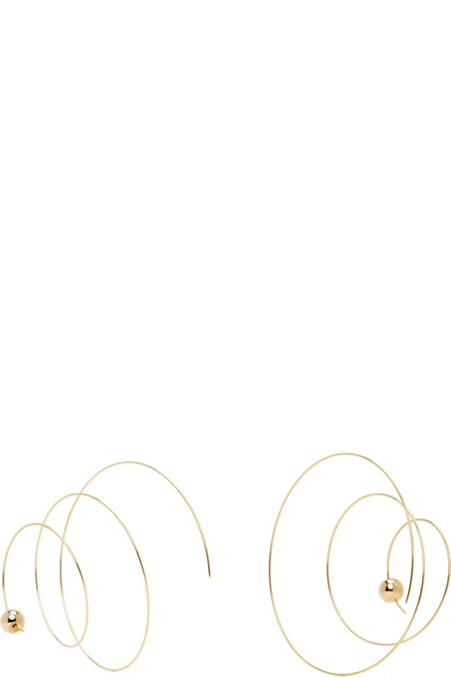 ALAÏA Gold Thin Spiral Earrings, photo 2 of 2 from SSENSE