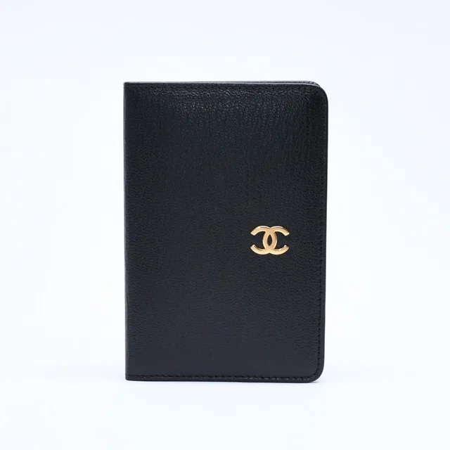 Chanel CC Logo Notebook Cover Book Black Gold Agenda in Black from The Reluxe