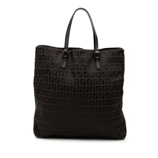 Brown Fendi Zucchino Canvas Tote in Brown Canvas from Designer Revival