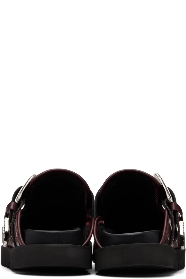 Toga Virilis SSENSE Exclusive Burgundy Eyelet Metal Sabot Slip-on Loafers, photo 2 of 5 from SSENSE