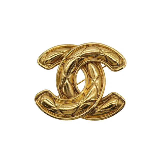 Chanel Vintage Cocomark Brooch Matelasse Gold Accessory in Gold from Luxury Promise