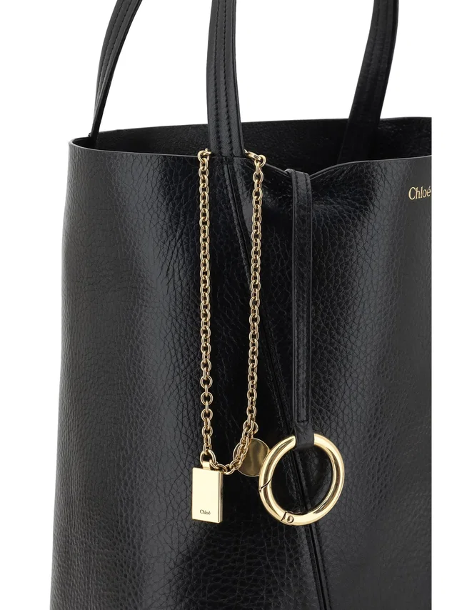 Chloé Spin Shoulder Bag — Black Calf Leather in Black Calfskin from HEWI