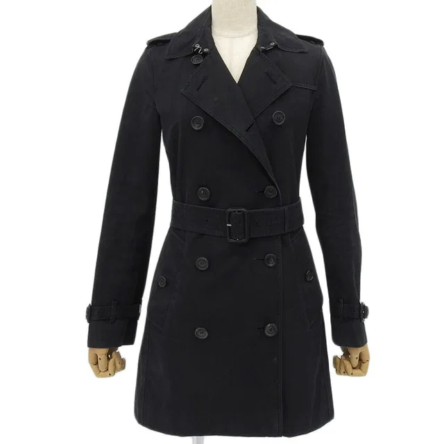 Burberry Kensington Trench Coat Black Cotton in Black from LuxUness