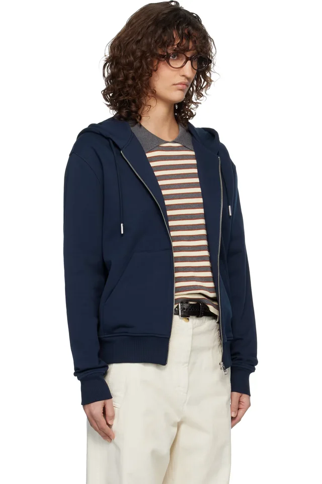 AMI Paris Navy Ami de Coeur Zipped Hoodie, photo 2 of 4 from SSENSE