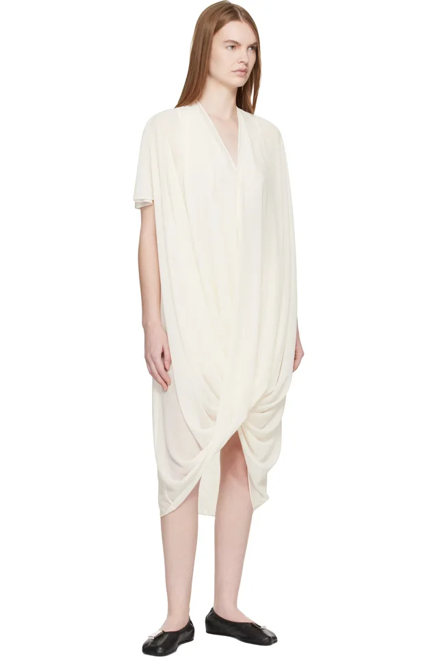 MM6 Maison Margiela Off-White Chiffon Midi Dress, photo 4 of 4 from SSENSE