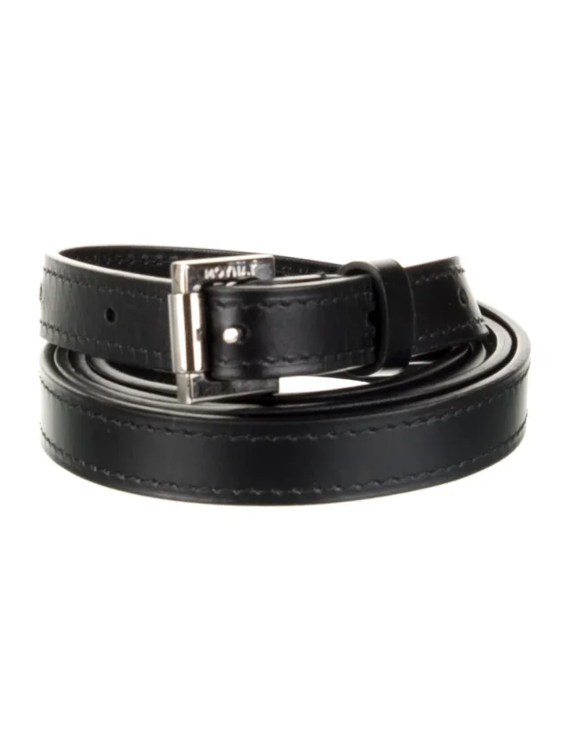 Moynat Skinny Leather Belt in black Leather from The RealReal