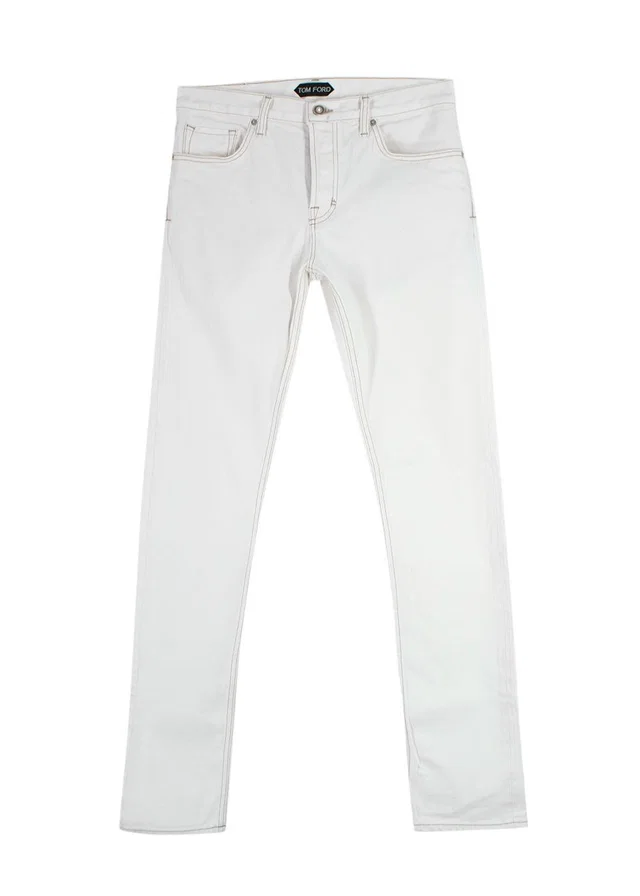 Tom Ford White Denim Slim Fit Jeans in White Denim from HEWI
