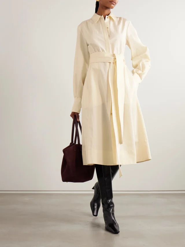 JOSEPH Ziane belted cotton and linen-blend midi shirt dress in Beige, photo 2 of 2 from NET-A-PORTER (Canada)