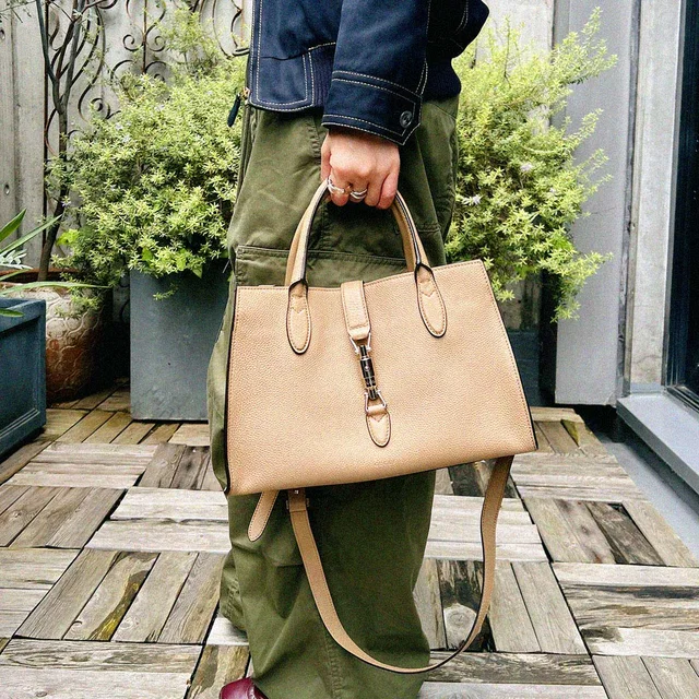 Gucci New Jacky 2-way Bag Beige in Beige Leather from VINTAGE QOO TOKYO