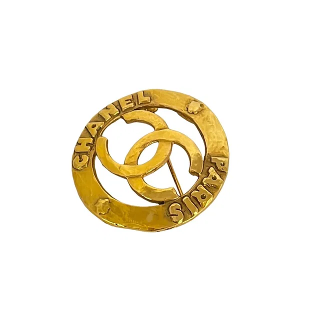 Chanel Brooch Gold CC Logo in Gold from The Reluxe