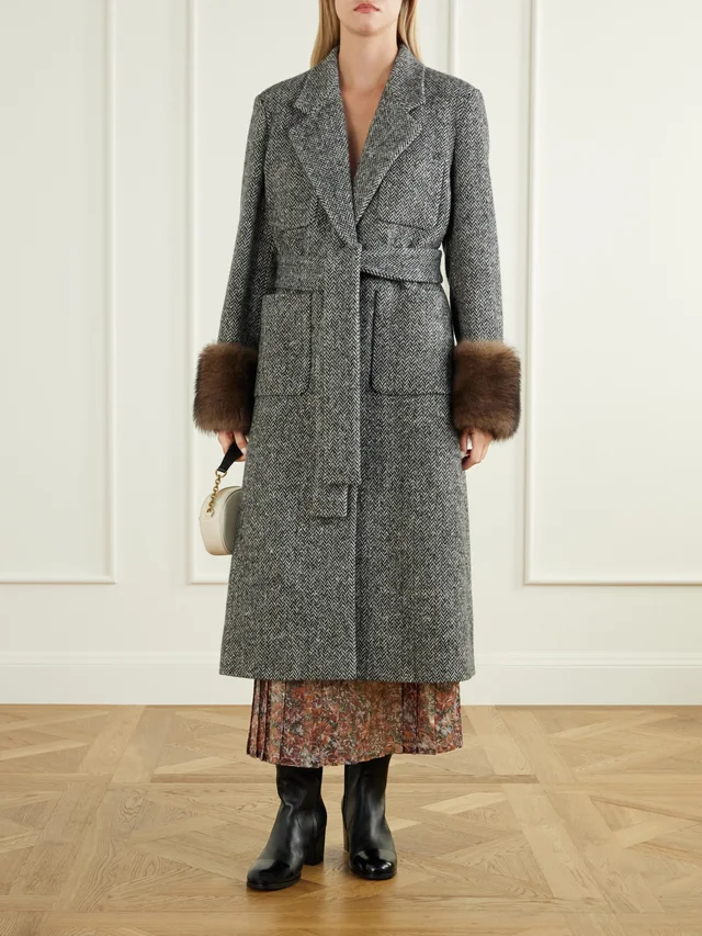 Valentino Belted Herringbone Coat, photo 2 of 4 from SENSER