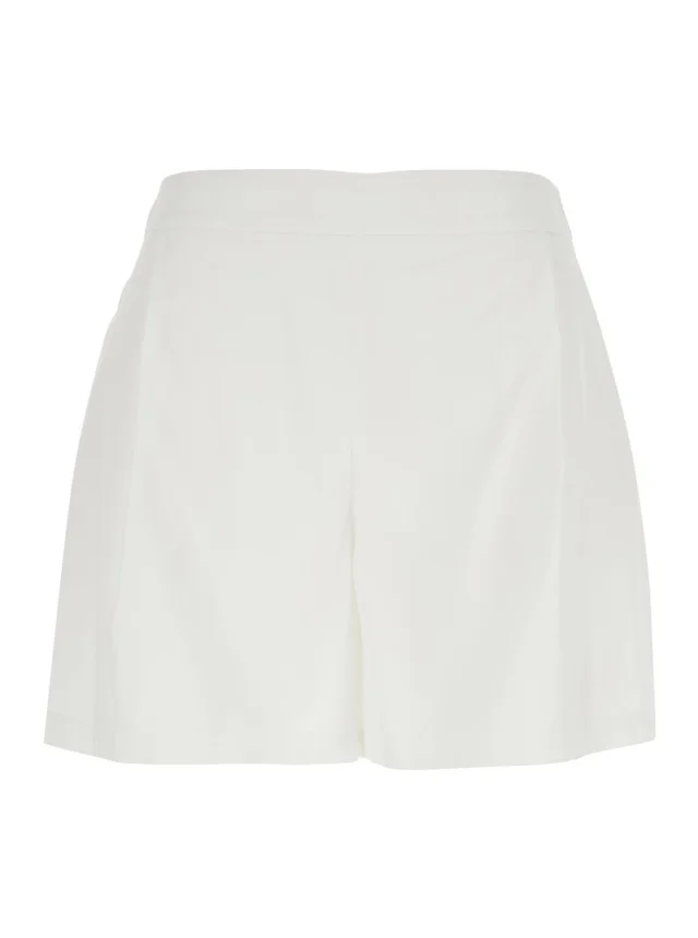 White Women's Shorts with Semi-Elasticated Waist and Side Closure in Cotton Blend in White, image 1 of 1 from Gaudenzi Boutique