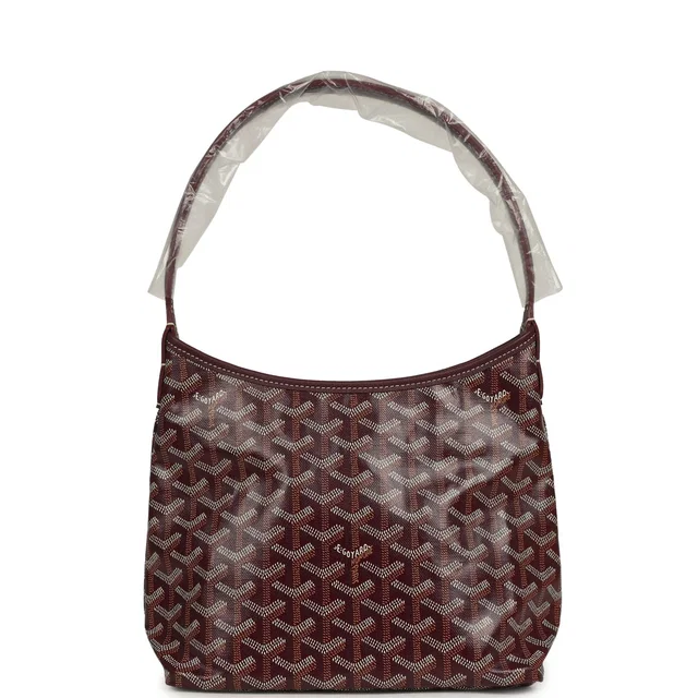 Goyard Goyardine Burgundy Boheme Mini Hobo Bag Palladium Hardware in Burgundy Calfskin from Madison Avenue Couture