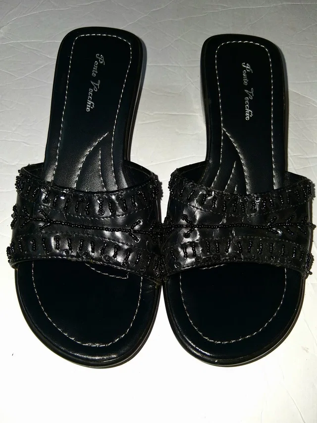 Ponte Vecchio Beaded Slide Mules in black from Poshmark