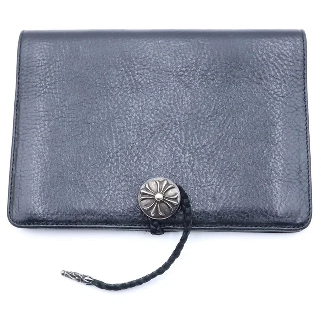 Chrome Hearts Agenda Cover Cross Ball Leather Black in Black Leather from The Reluxe