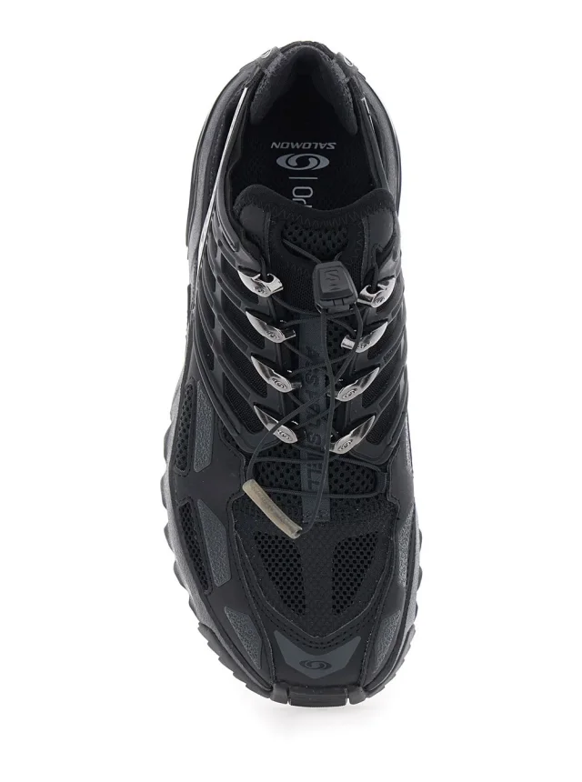 SALOMON Black Low Top Sneakers with drawstring closure and logo lettering on the side in tech fabric unisex in Black, photo 7 of 8 from Gaudenzi Boutique