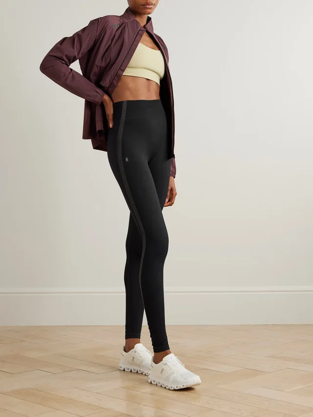 ON Studio striped ribbed stretch recycled leggings in Black, photo 2 of 2 from NET-A-PORTER (Canada)