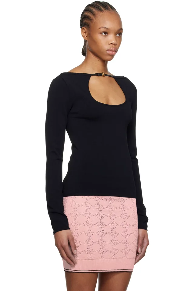 AMIRI Black Long Sleeve Keyhole T-shirt, photo 2 of 4 from SSENSE