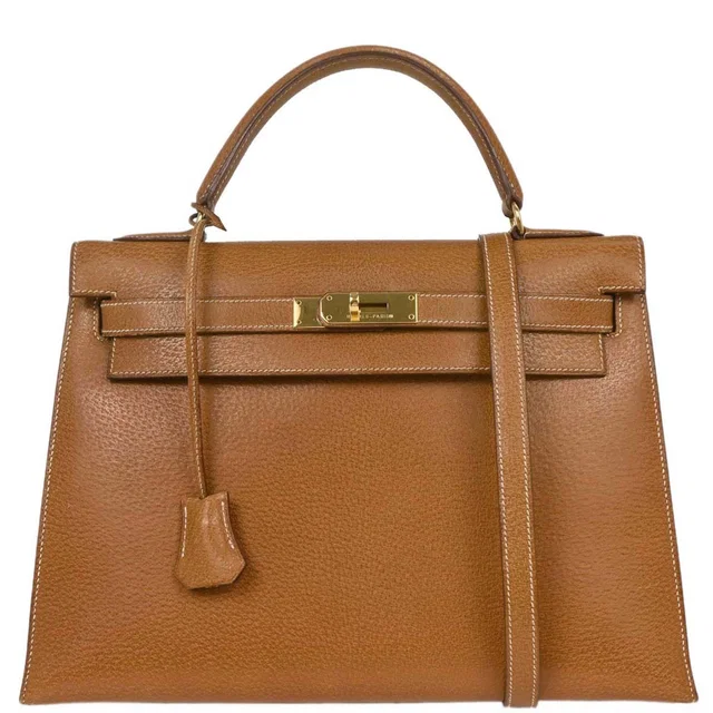 Hermès Natural Pigskin Kelly 32 Sellier Handbag in Beige from AMORE Vintage Tokyo