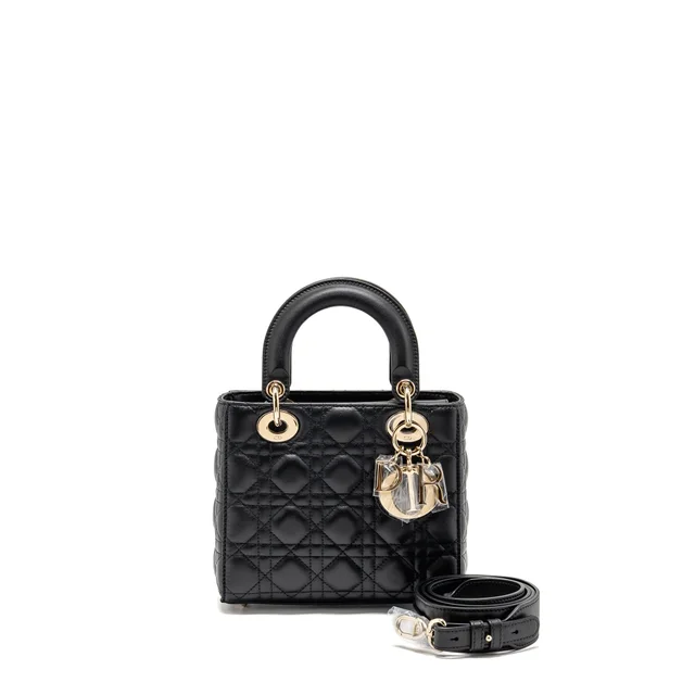 My Abcdior Small Lady Dior Lambskin Black LGHW in Black Lambskin from EMIER