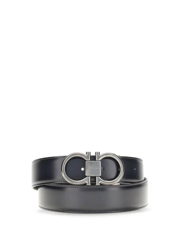 Ferragamo Gancini Belt — Blue Calf Leather Bos Taurus in Blue Calfskin from HEWI