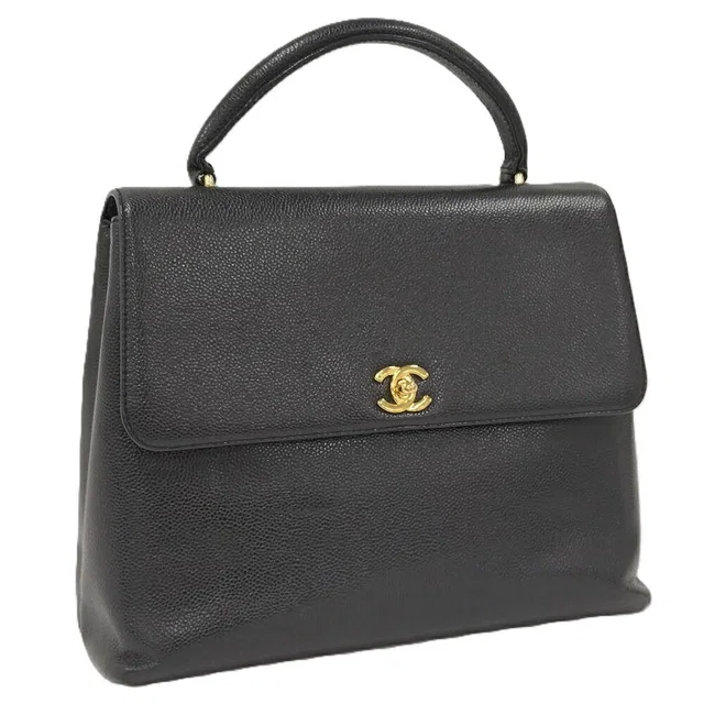 Chanel Handbag Caviar Leather Black in Black Caviar leather from The Reluxe