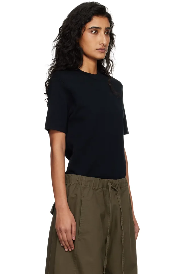 Entire Studios Black Slim Knit T-shirt, photo 2 of 5 from SSENSE