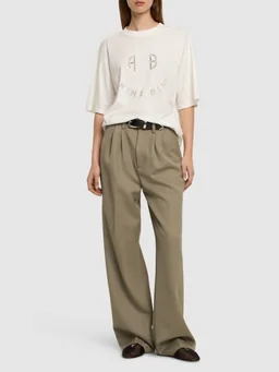 ANINE BING Kent T-shirt in cotton jersey with print in 100% Cotton, photo 2 of 5 from LUISAVIAROMA