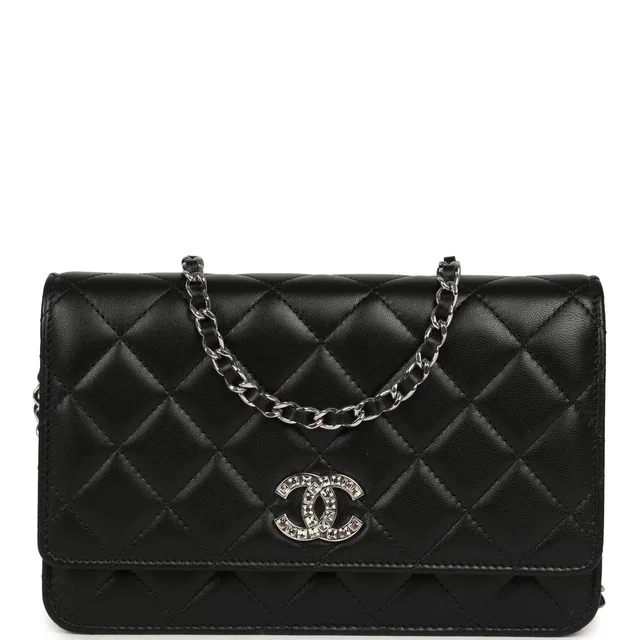 Chanel Wallet On Chain WOC Black Lamsbkin Silver Hardware in Black Lambskin from Madison Avenue Couture