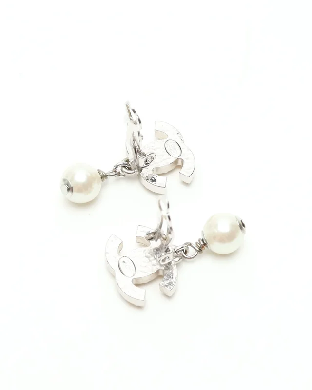 Chanel Coco Mark Rhinestone and Pearl Clip-on Earrings from A Retro Tale, photo 3 of 5
