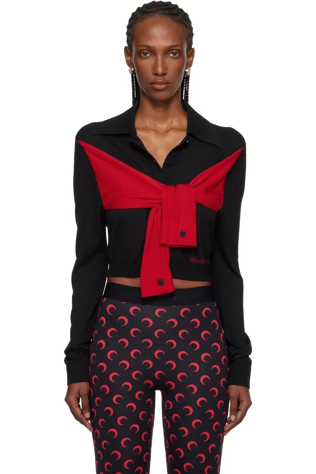 Black Hybrid Knit Wrapped Cardigan, image 1 of 1 from SSENSE