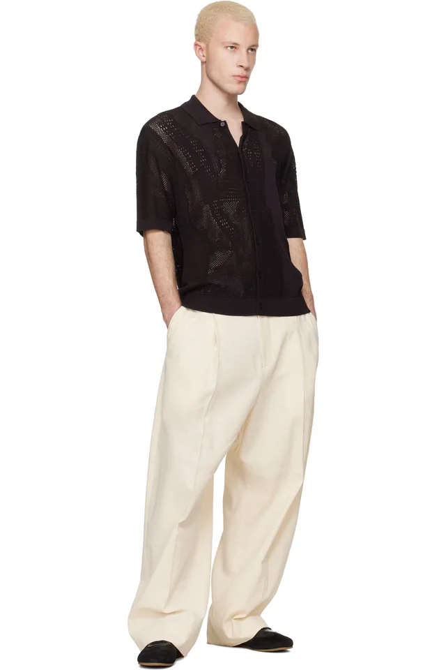 Lacoste Brown Lacy Knit Crocodile Shirt, photo 4 of 4 from SSENSE