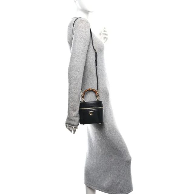 Gucci Mini Bamboo Top Handle Shoulder Bag Black in Black Calfskin from FASHIONPHILE, photo 2 of 10