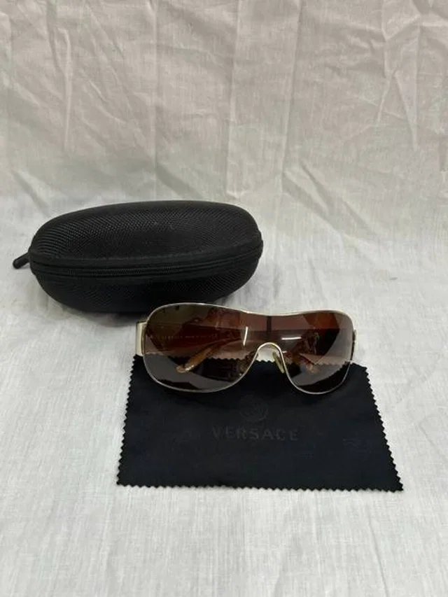 Versace Vintage Brown and Gold MOD 2101 Shield Sunglasses in Multi-coloured from Oxfam Online Shop