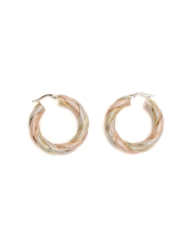 Unoaerre 14kt Tricolour Gold Hoop Earrings in Gold from A Retro Tale
