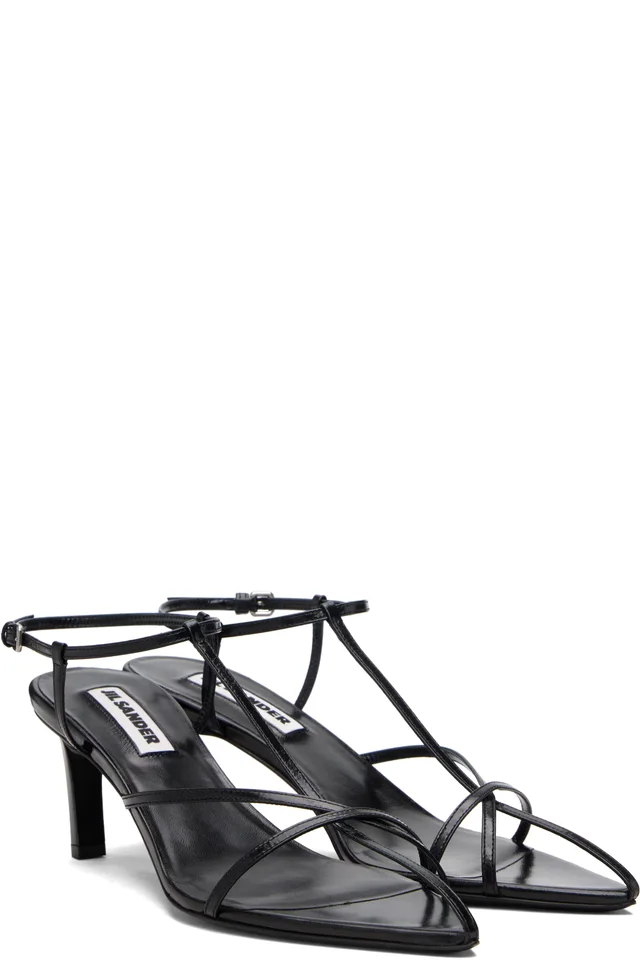 Jil Sander Black Cage Heeled Sandals, photo 4 of 5 from SSENSE