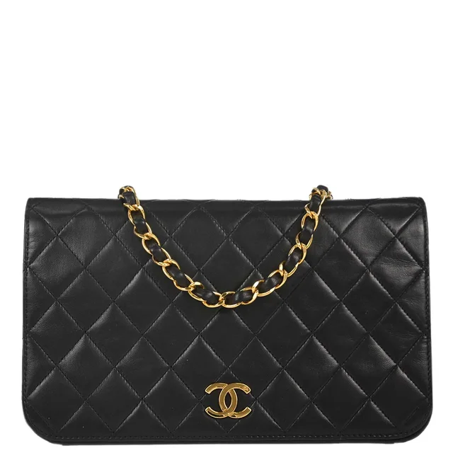 Louis Vuitton Chanel 1997-1999 Black Lambskin Pushlock Small Full Flap Shoulder Bag in Black Lambskin from AMORE Vintage Tokyo
