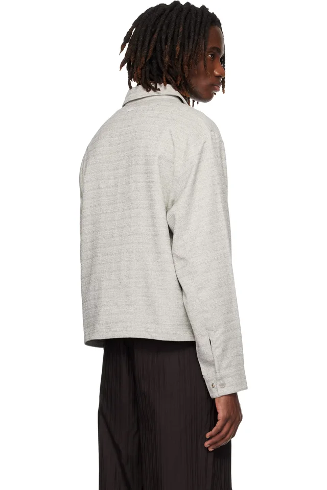Lacoste Gray Short Textured Jacket, photo 3 of 4 from SSENSE
