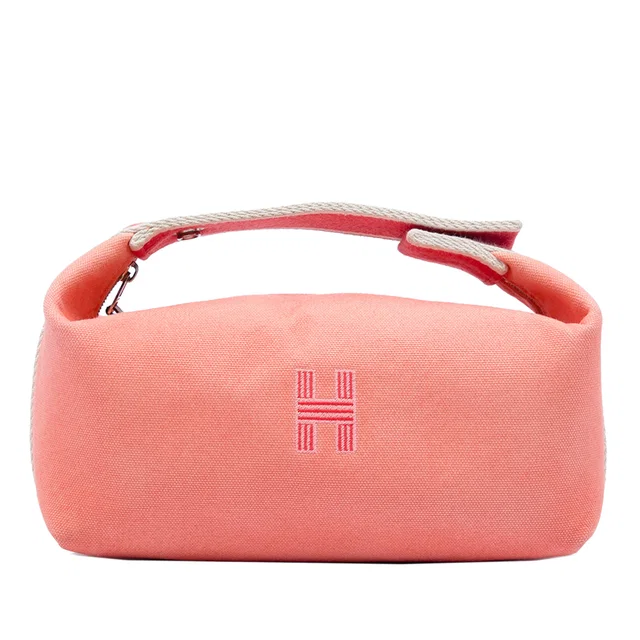 Pink Hermès Small Toile Bride A Brac Case Vanity Bag in Pink Canvas from Designer Revival