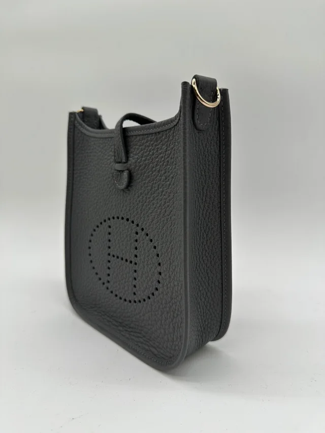 Hermès Mini Evelyne Ardoise Tourillon Clemence Gold Hardware in Clemence leather from Luxury Promise, photo 7 of 11