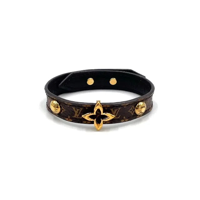 Louis Vuitton Bracelet Blue Leather Metal Gold Brown in Brown Leather from The Reluxe