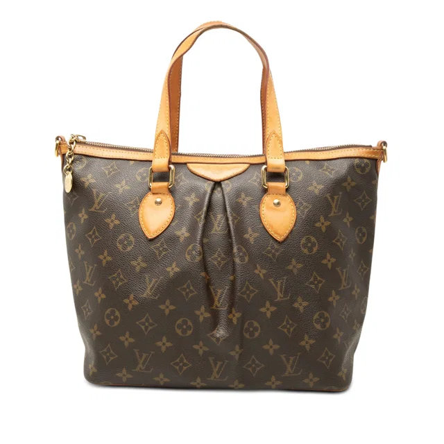 Brown Louis Vuitton Monogram Palermo PM Satchel in Brown Coated canvas from Designer Revival