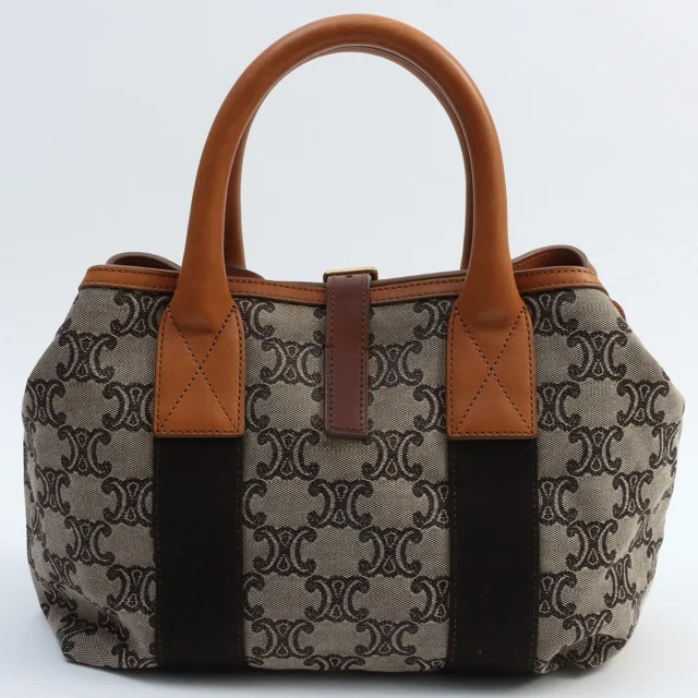 Celine Brown Macadam Pattern Handbag in Brown Canvas from VINTAGE QOO TOKYO, photo 2 of 9