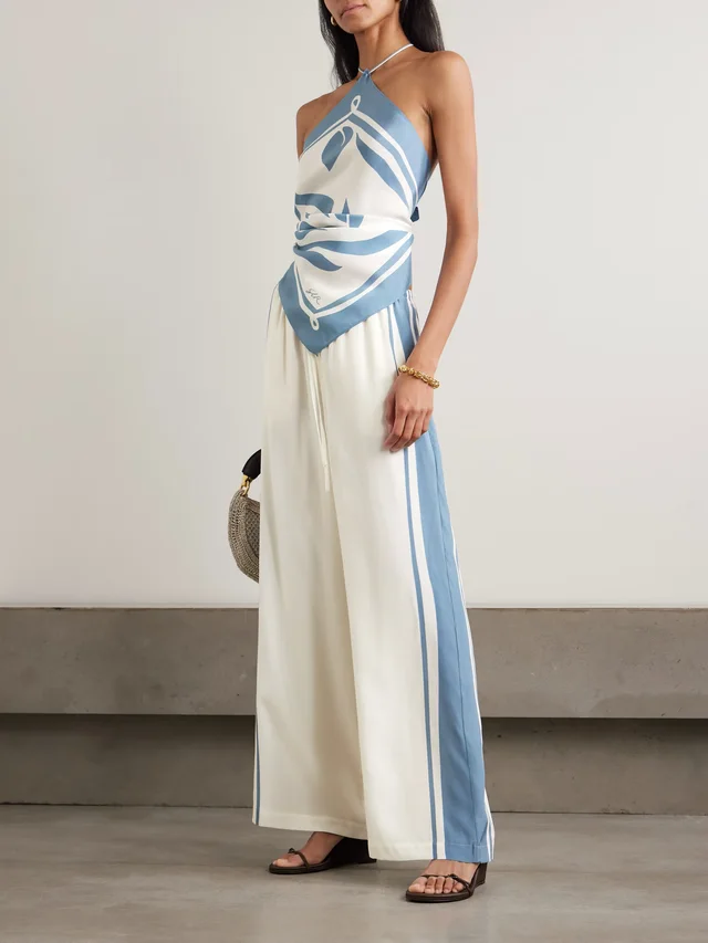 SIR Lilou striped silk wide-leg pants in White, photo 2 of 2 from NET-A-PORTER (Canada)