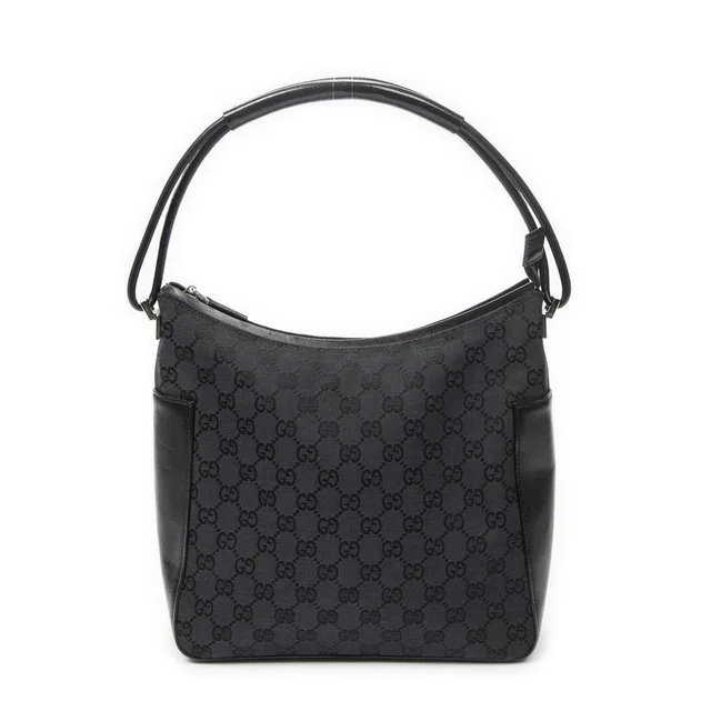 Gucci Zip Shoulder Hobo Black GG Canvas in Black Canvas from The Reluxe
