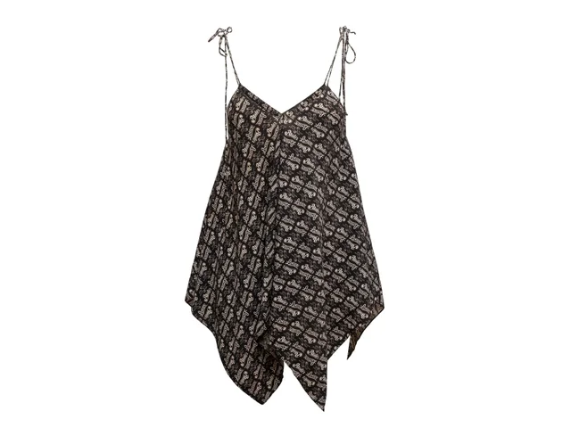 Black & Beige Loewe Paula's Logo Sleeveless Top Size EU 34 in Black from Designer Revival